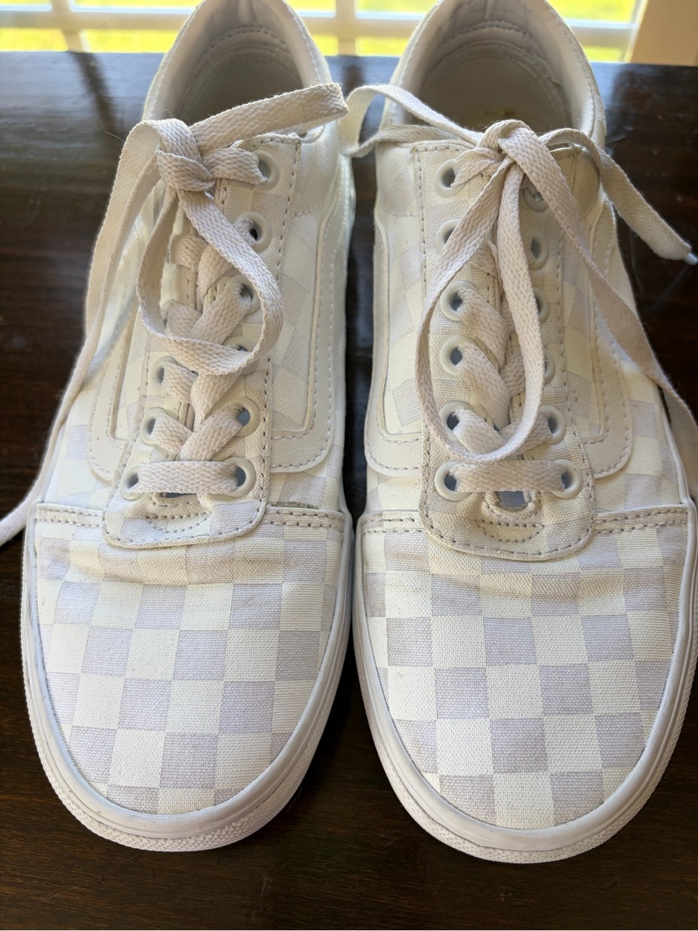 Vans White Checkerboard Canvas Low-Top Sneakers